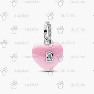 Pandora Pink Ceramic Heart Padlock Dangle Charm